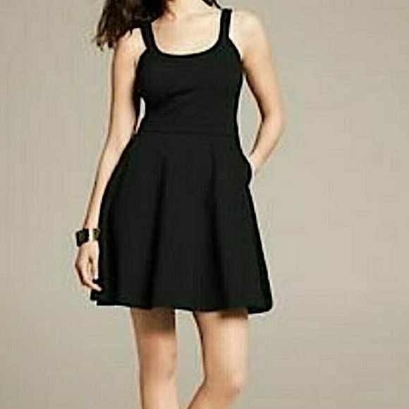 Banana Republic Dresses & Skirts - BANANA REPUBLIC Black Strappy Mini Skater Dress Size 10